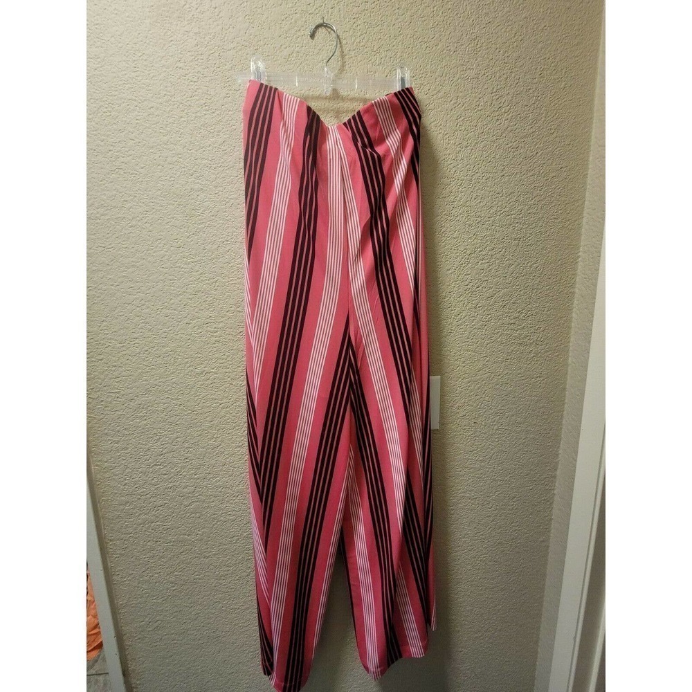 NWT Lane Bryant Wide Leg Pants Pink Striped Midrise 34/36